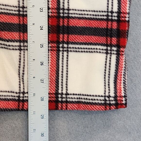 PajamaGram Mens Fleece Pajama Set XL Red White Plaid Long Sleeve Wide Leg PJs - Picture 9 of 16